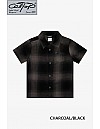 KS001 S/S PLAID : CHARCOAL-BLACK